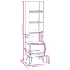 Stella Homewares Book Cabinet "New York" White and Light Wood Solid Pine Wood