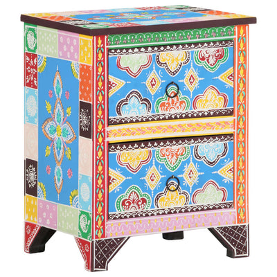 Stella Homewares Hand Painted Bedside Cabinet 40x30x50 cm Solid Mango Wood