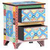 Stella Homewares Hand Painted Bedside Cabinet 40x30x50 cm Solid Mango Wood