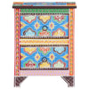 Stella Homewares Hand Painted Bedside Cabinet 40x30x50 cm Solid Mango Wood