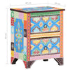 Stella Homewares Hand Painted Bedside Cabinet 40x30x50 cm Solid Mango Wood