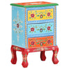 Stella Homewares Hand Painted Bedside Cabinet 40x30x60 cm Solid Mango Wood