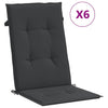 Stella Homewares Garden Highback Chair Cushions 6 pcs Black 120x50x3 cm Fabric