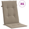 Stella Homewares Garden Highback Chair Cushions 6 pcs Taupe 120x50x3 cm Fabric