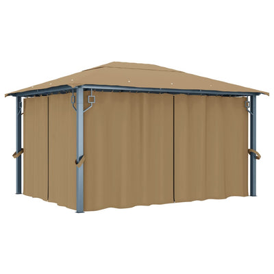 Stella Homewares Gazebo with Curtain 400x300 cm Taupe Aluminium