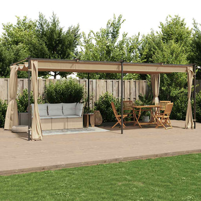 Stella Homewares Gazebo with Curtains 6x3 m Taupe Steel