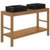 Stella Homewares Bathroom Vanity Cabinet Solid Wood Teak with Sinks Marble Black