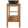 Stella Homewares Bathroom Vanity Cabinet Solid Wood Teak with Sinks Marble Black
