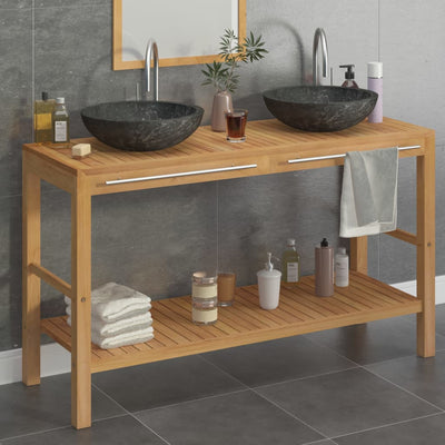 Stella Homewares Bathroom Vanity Cabinet Solid Wood Teak with Sinks Marble Black