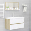 Stella Homewares Bathroom Mirror White and Sonoma Oak 80x10.5x37 cm Engineered Wood