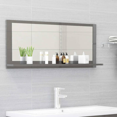 Stella Homewares Bathroom Mirror High Gloss Grey 90x10.5x37 cm Engineered Wood