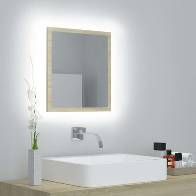 Stella Homewares LED Bathroom Mirror Sonoma Oak 40x8.5x37 cm Acrylic