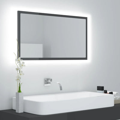 Stella Homewares LED Bathroom Mirror High Gloss Grey 80x8.5x37 cm Acrylic