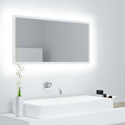 Stella Homewares LED Bathroom Mirror White 90x8.5x37 cm Acrylic