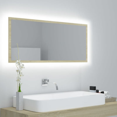 Stella Homewares LED Bathroom Mirror Sonoma Oak 100x8.5x37 cm Acrylic