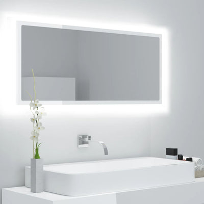 Stella Homewares LED Bathroom Mirror High Gloss White 100x8.5x37 cm Acrylic