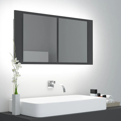 Stella Homewares LED Bathroom Mirror Cabinet Grey 90x12x45 cm Acrylic
