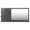 Stella Homewares Bathroom Mirror High Gloss Grey 90x10.5x45 cm Engineered Wood