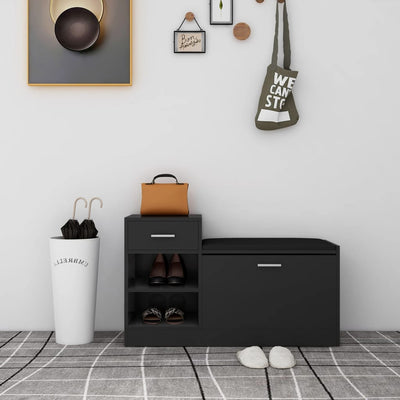 Stella Homewares Shoe Bench Black 94.5x31x57 cm Engineered Wood