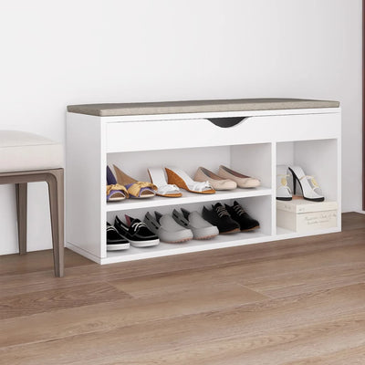 Stella Homewares Shoe Bench with Cushion White 104x30x49 cm Engineered Wood