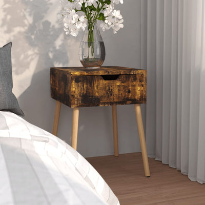 Stella Homewares Bedside Cabinet Smoked Oak 40x40x56 cm Engineered Wood