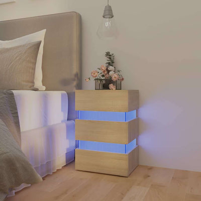 Stella Homewares LED Bedside Cabinet Sonoma Oak 45x35x67 cm Engineered Wood