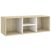 Stella Homewares Shoe Storage Bench White and Sonoma Oak 105x35x35 cm Engineered Wood