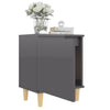Stella Homewares Bed Cabinet with Solid Wood Legs High Gloss Grey 40x30x50 cm