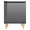 Stella Homewares Bed Cabinet with Solid Wood Legs High Gloss Grey 40x30x50 cm