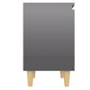 Stella Homewares Bed Cabinet with Solid Wood Legs High Gloss Grey 40x30x50 cm