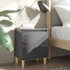 Stella Homewares Bed Cabinet with Solid Wood Legs High Gloss Grey 40x30x50 cm