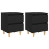 Stella Homewares Bed Cabinets with Solid Pinewood Legs 2 pcs Black 40x35x50 cm
