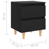 Stella Homewares Bed Cabinets with Solid Pinewood Legs 2 pcs Black 40x35x50 cm