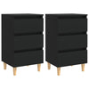 Stella Homewares Bed Cabinets with Solid Wood Legs 2 pcs Black 40x35x69 cm