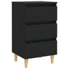 Stella Homewares Bed Cabinets with Solid Wood Legs 2 pcs Black 40x35x69 cm