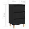 Stella Homewares Bed Cabinets with Solid Wood Legs 2 pcs Black 40x35x69 cm