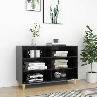 Stella Homewares Sideboard High Gloss Black 103.5x35x70 cm Engineered Wood