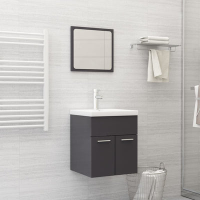 Stella Homewares Bathroom Furniture Set High Gloss Grey Engineered Wood