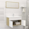 Stella Homewares Bathroom Furniture Set White and Sonoma Oak Engineered Wood