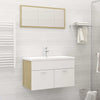 Stella Homewares Bathroom Furniture Set White and Sonoma Oak Engineered Wood