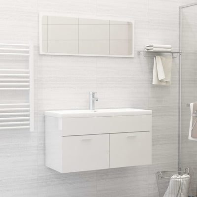 Stella Homewares Bathroom Furniture Set High Gloss White Engineered Wood