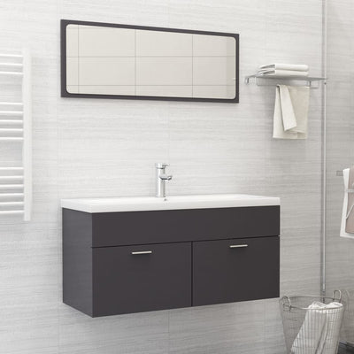 Stella Homewares Bathroom Furniture Set High Gloss Grey Engineered Wood
