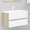 Stella Homewares Bathroom Furniture Set White and Sonoma Oak Engineered Wood