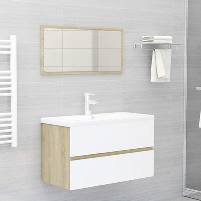 Stella Homewares Bathroom Furniture Set White and Sonoma Oak Engineered Wood