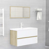 Stella Homewares Bathroom Furniture Set White and Sonoma Oak Engineered Wood