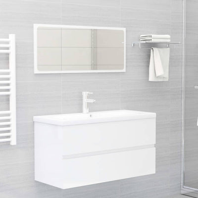 Stella Homewares Bathroom Furniture Set High Gloss White Engineered Wood