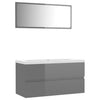 Stella Homewares Bathroom Furniture Set High Gloss Grey Engineered Wood