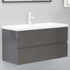 Stella Homewares Bathroom Furniture Set High Gloss Grey Engineered Wood