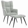 Stella Homewares Relaxing Chair with a Stool Light Grey Velvet