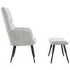 Stella Homewares Relaxing Chair with a Stool Light Grey Velvet